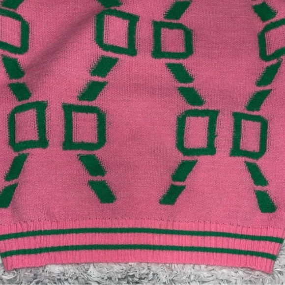 Retro style Cardigan Jersey Pink and Green - Picture 4 of 8